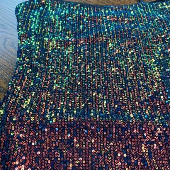 SEQUENCE MINI DRESS /Lined /SIZE M iridescent Shine effect - Picture 5 of 6